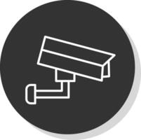 vidéosurveillance ligne gris cercle icône vecteur