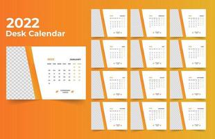 Conception de modèle de calendrier de bureau 2022 vecteur