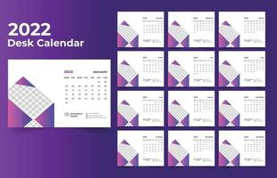 Conception de modèle de calendrier de bureau 2022 vecteur