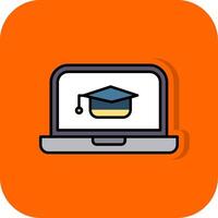 en ligne apprentissage rempli Orange Contexte icône vecteur