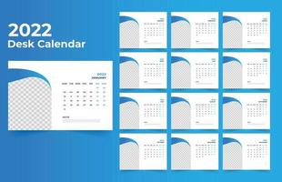 Conception de modèle de calendrier de bureau 2022 vecteur