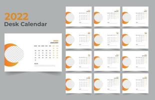 Conception de modèle de calendrier de bureau 2022 vecteur