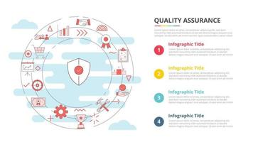 q un concept d'assurance qualité pour la bannière de modèle d'infographie avec des informations de liste à quatre points vecteur