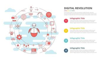 concept de technologie de révolution numérique pour la bannière de modèle d'infographie avec des informations de liste à quatre points vecteur