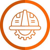 sécurité casque ligne Orange cercle icône vecteur