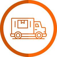 livraison un camion ligne Orange cercle icône vecteur