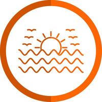 le coucher du soleil ligne Orange cercle icône vecteur