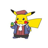 Pokémon personnage Pikachu portant artiste uniforme Japonais anime vecteur
