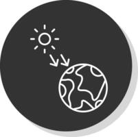 solaire radiation ligne gris cercle icône vecteur