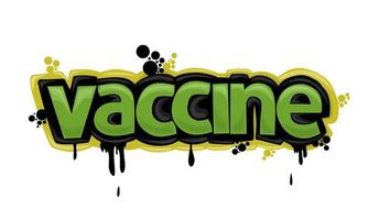 Conception de graffiti d'écriture de vaccin sur un fond blanc vecteur