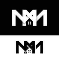 monogramme lettre initiale mm modèle de conception de logo de maison hypothécaire vecteur