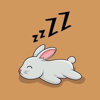 illustration de lapin endormi dessin animé lapin paresseux vecteur