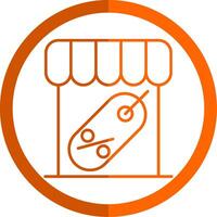 marché ligne Orange cercle icône vecteur