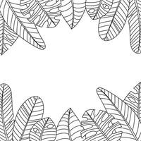 main tiré branches et feuilles de tropical les plantes. noir et blanc sans couture ligne horizontal texture. monochrome griffonnage floral modèle. esquisser. vecteur