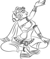 le gopika, le sevika ou les servantes du seigneur ont dessiné dans l'art populaire indien, le style kalamkari. pour impression textile, logo, papier peint