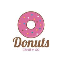 Donut logo sucré savoureux Donut logotype backgrond glaçage dessert signe pour café restaurant décrochage. saisir et aller concept vecteur