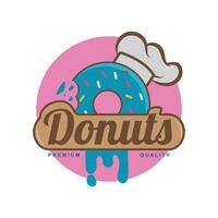 Donut logo sucré savoureux Donut logotype backgrond glaçage dessert signe pour café restaurant décrochage. saisir et aller concept vecteur