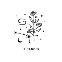 cancer zodiaque signe avec lune et étoiles vecteur