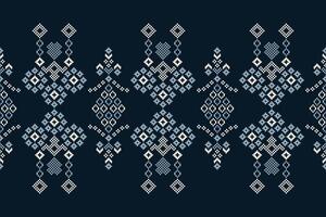 traditionnel ethnique motifs ikat géométrique en tissu modèle traverser point.ikat broderie ethnique Oriental pixel marine bleu Contexte. résumé, illustration. texture, écharpe, décoration, papier peint. vecteur