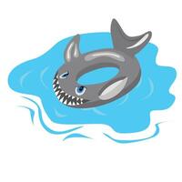 nager bague dans requin forme. gonflable flotter, gonflable bassin flotte clipart. l'eau bouée de sauvetage. été élément. Bonjour été concept. dessin animé plat isolé sur blanc Contexte. vecteur