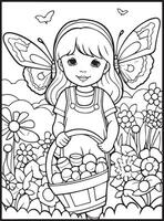 mignonne printemps un adulte coloration page vecteur