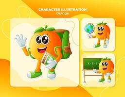 mignonne Orange personnages dans éducation vecteur