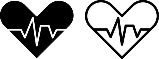 battement de coeur icône, signe, ou symbole dans glyphe et ligne style isolé sur transparent Contexte. illustration vecteur