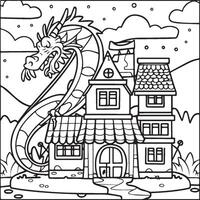 main tiré dragon contour illustration vecteur