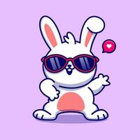 mignonne lapin Danse portant des lunettes dessin animé vecteur