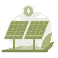 électricité de solaire panneaux et moulins à vent. éco énergie. enregistrer le Terre concept vecteur