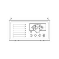 main tiré des gamins dessin dessin animé illustration rétro portable radio icône isolé sur blanc vecteur