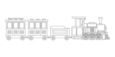 main tiré des gamins dessin dessin animé illustration vapeur train icône isolé sur blanc vecteur