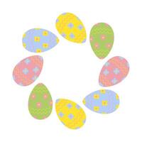 abstrait cercle Pâques Cadre de peint des œufs avec floral modèle dans branché doux nuances. copie espace vecteur