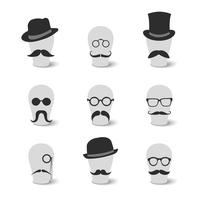 Collection de chapeaux et de lunettes vintage de moustaches vecteur