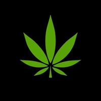 icône de cannabis. feuille de chanvre vert, symbole de la ganja, signe de la marijuana. modèle de logo plat simple isolé. conception de concept pour la médecine. emblème de vecteur isolé.