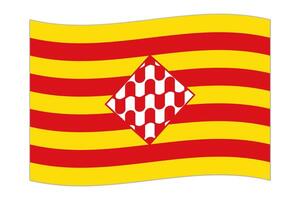 agitant drapeau de Gérone, administratif division de Espagne. illustration. vecteur