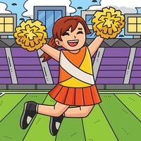 cheerleading fille pom-pom girl sauter coloré vecteur