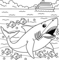 coloriage de grand requin blanc pour les enfants vecteur