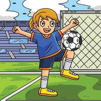football fille équilibrage Balle sur le genou coloré dessin animé vecteur