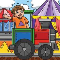 cirque enfant dans une train coloré dessin animé vecteur