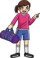 fille avec football sac dessin animé coloré clipart vecteur