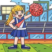 cheerleading fille pom-pom girl coloré dessin animé vecteur