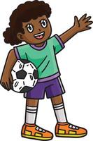 football fille avec une Balle dessin animé coloré clipart vecteur