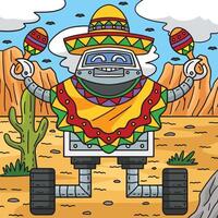 robot avec poncho et maracas coloré dessin animé vecteur