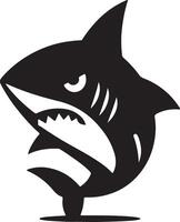 une minimal en colère requin plat illustration silhouette, noir Couleur silhouette 13 vecteur