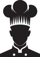 minimal chef uniforme et visage silhouette, silhouette, noir couleur, blanc Contexte 6 vecteur