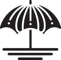 minimal Extérieur parasol icône silhouette, blanc Contexte vecteur