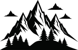 Montagne silhouette noir et blanc conception vecteur