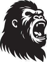 en colère gorille hurlement visage logo silhouette , noir Couleur silhouette 4 vecteur