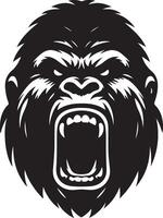 en colère gorille hurlement visage logo silhouette , noir Couleur silhouette 18 vecteur